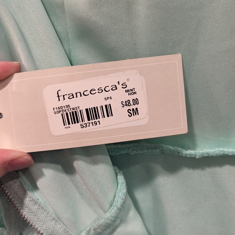 Francesca's Alya Strapless Lace Overlay knee length Mint Green Dress Size Small - Picture 5 of 5